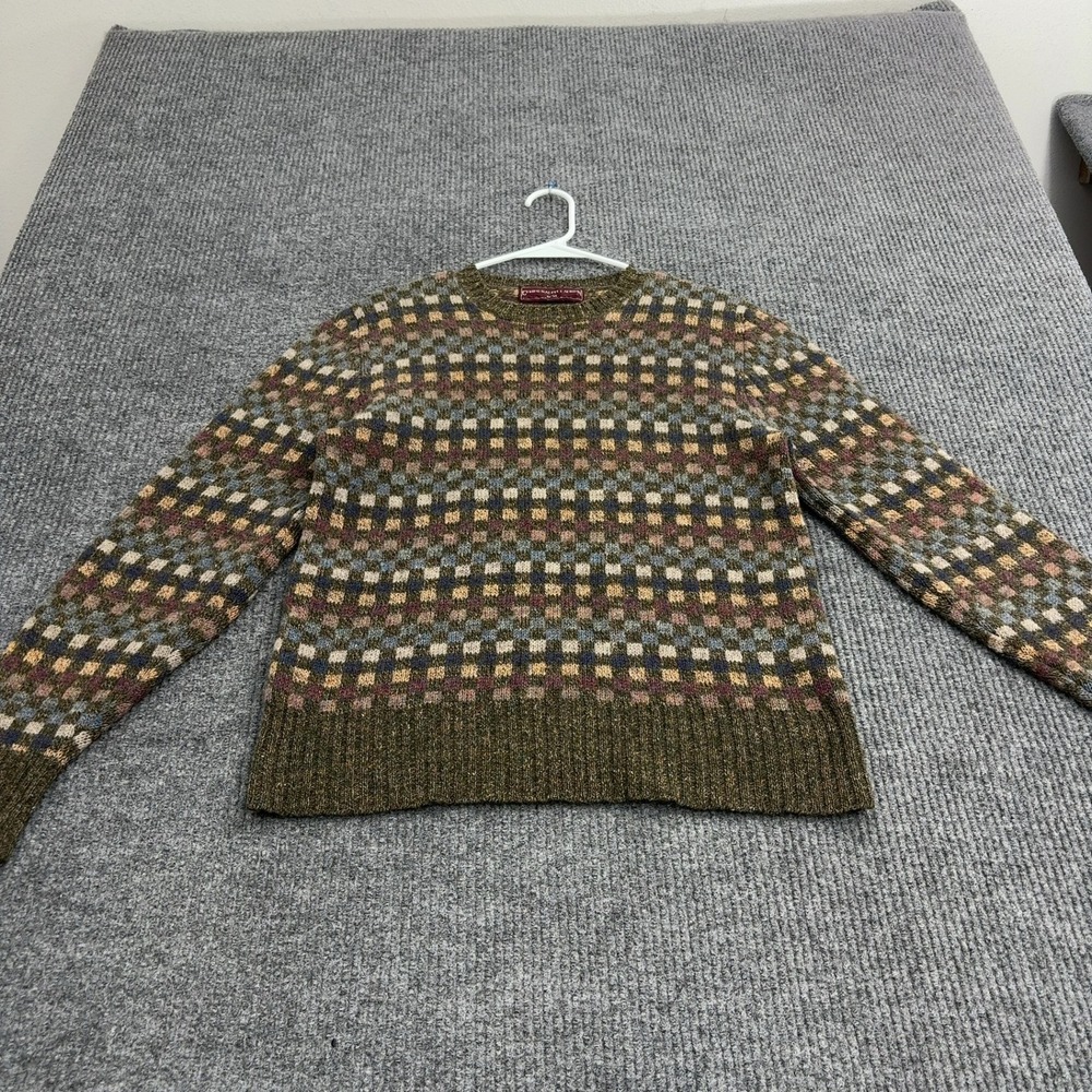 Vintage Chaps Ralph Lauren Sweater M Multicolor Wool Checkered Preppy Style